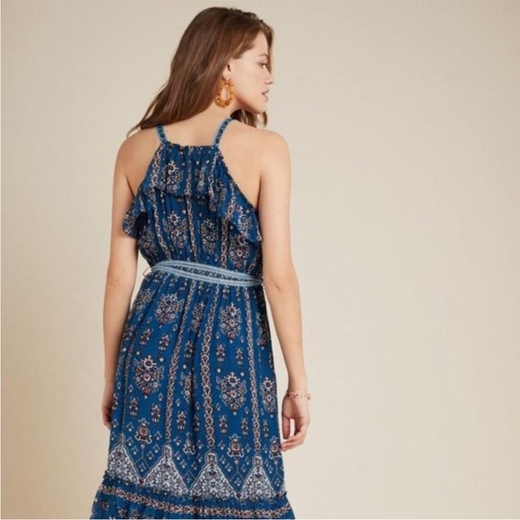 Anthropologie Sasha Ruffled Maxi Dress Blue NWT Women’s size small boho ANTHRO - Picture 6 of 9